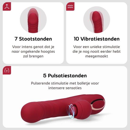 Sensual Desire® Red Lady – 3-in-1 Vibrator – Vibrators voor Vrouwen – 22 standen met Krachtige Stimulatie – Sex Toys voor Vrouwen – G Spot & Clitoris Stimulator – Stil & Waterdicht