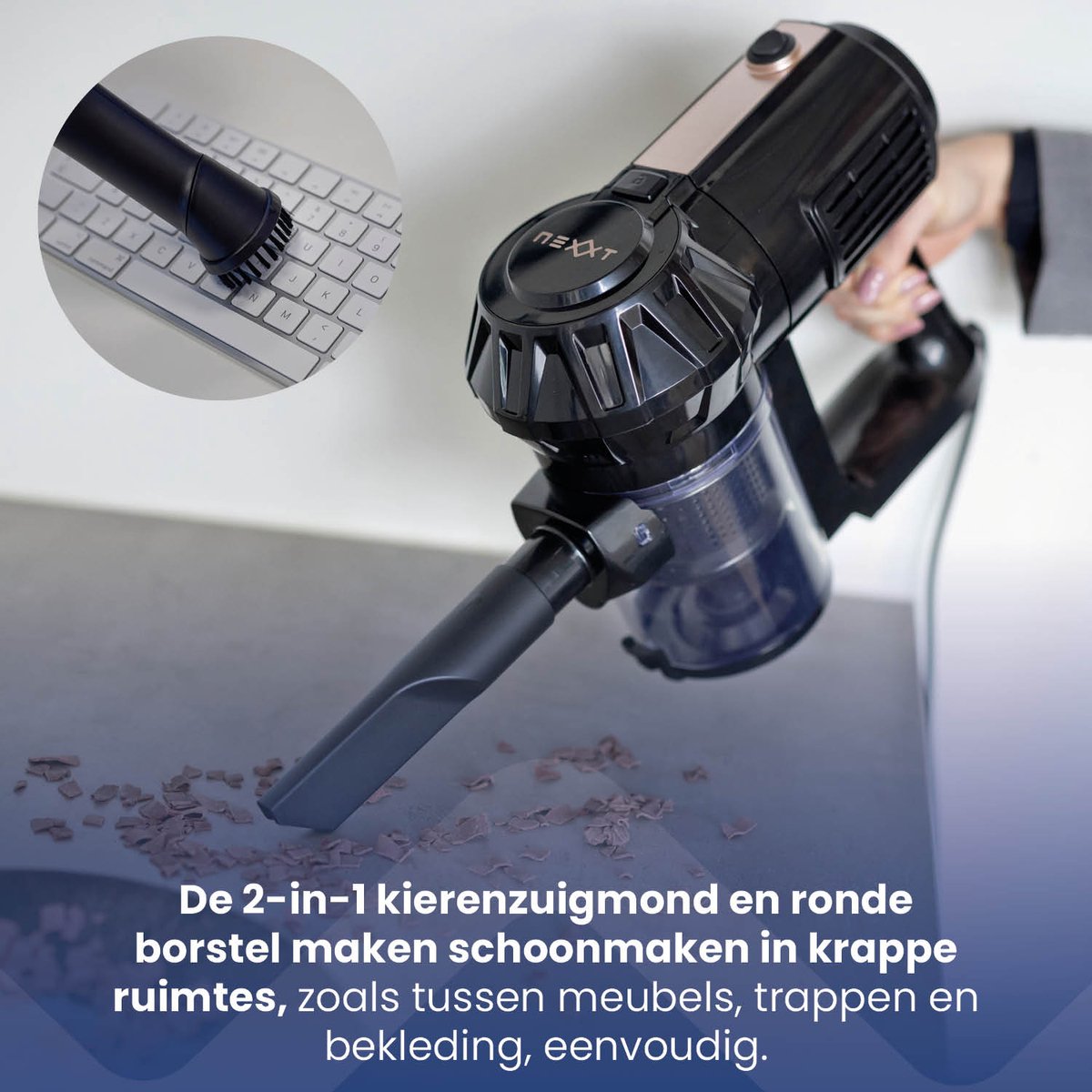 Nexxt 3-in-1 Steelstofzuiger met Snoer – Krachtig & Lichtgewicht – Met Kruimeldief – Voor Snel Dagelijks Schoonmaken - 600Watt – foto 5