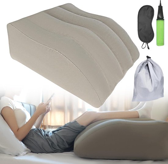 Luxtude Opblaasbaar kussen voor benen, halve maan kussen onder de knie