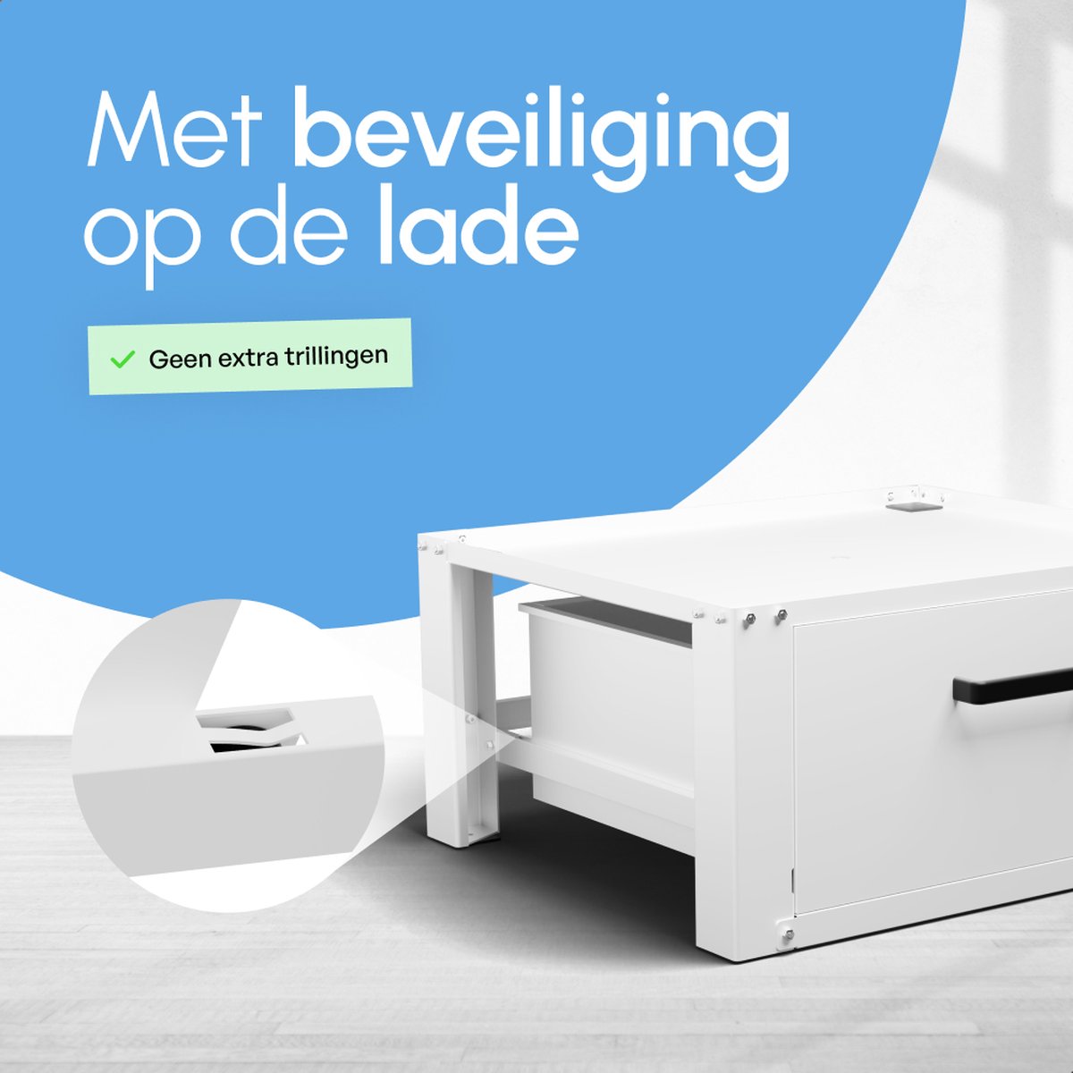 Bodo® - Wasmachine Verhoger - Kast - Ombouw met Lade - Wit - 63x54x31cm — afbeelding 2