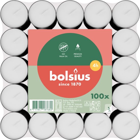 Bolsius - Theelichten - 100 stuks per verpakking - Brickpack