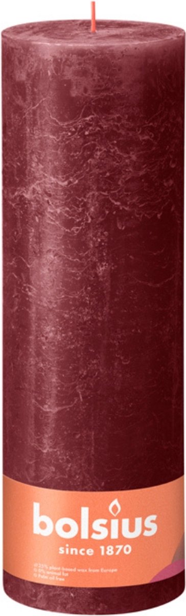 Bougies Pilier Bolsius Rouge Lie De Vin 300 X 100 Mm - 150 Heures Combustion (Boîte De 4)