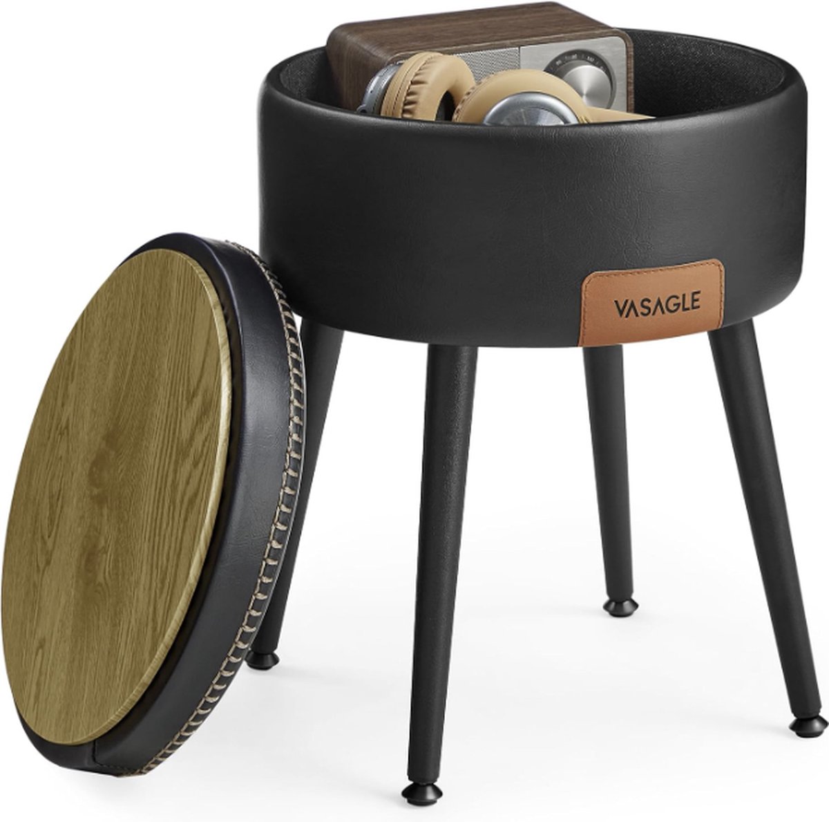 MAZAZU MIRA Home - Zitbank - Kunstleer - Zwart - 15x15x17.5