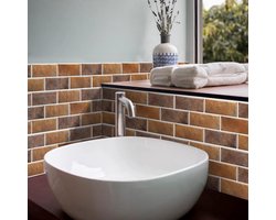 Plaktegels baksteenpatroon – Koffiekleur – 12 stuks – Waterdicht – 15×30 cm