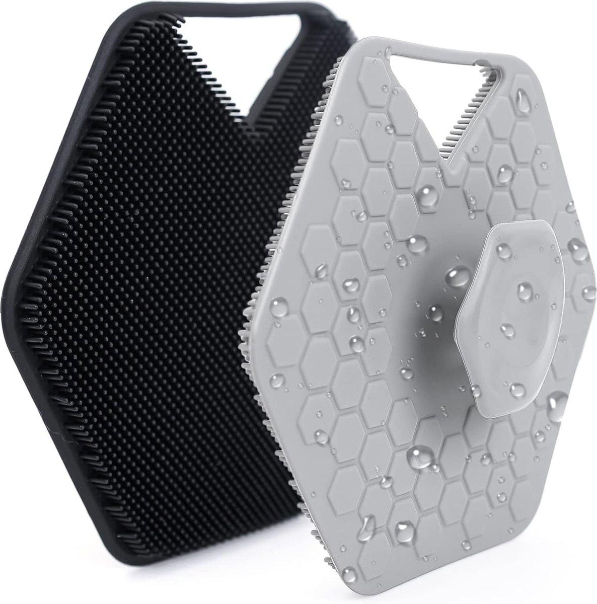 Goedkoopste 2-delige doucheborstels - Zachte siliconen exfoliator - Siliconen doucheborstel - Lichaamsborstel Douche - Gemakkelijk schoon te maken en exfoliërende doucheborstel met ophanggaten voor vette, droge, normale en gevoelige huidtypes