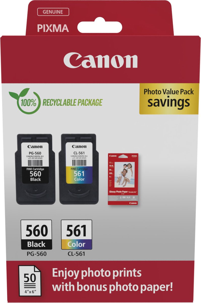 CANON PG-560/CL-561 + 50-pack fotopapier Multicolor