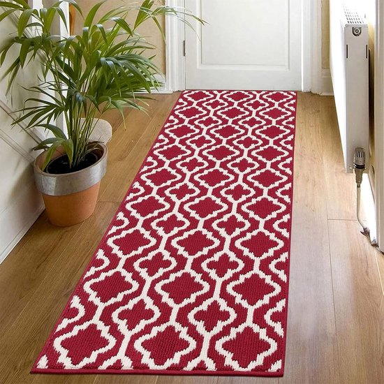 Goodivery ® Tapis rouge élégant pour couloir et Cuisine avec fonction antidérapante, 60 x 180 cm