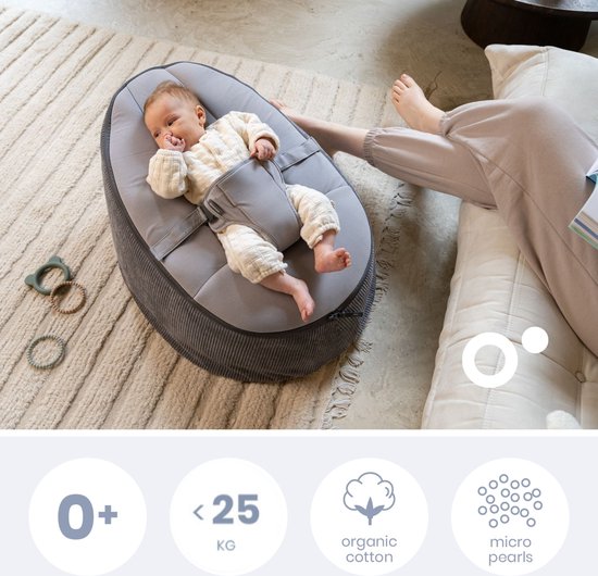 Doomoo Seat'n Grow - De Comfortabele en Evoluerende Zitzak voor Je Baby -Van Geboorte tot 25 kg - Oeko-tex microbeads - Anthracite van Doomoo — afbeelding 2