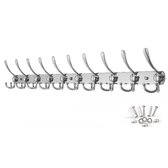 Portemanteau mural 30 patères | ACIER INOXYDABLE | 96 cm | Matériel de fixation inclus | Porte-manteau mural / mural | Porte-manteau mural Design suspendu | Porte-serviettes | Argent | Métal