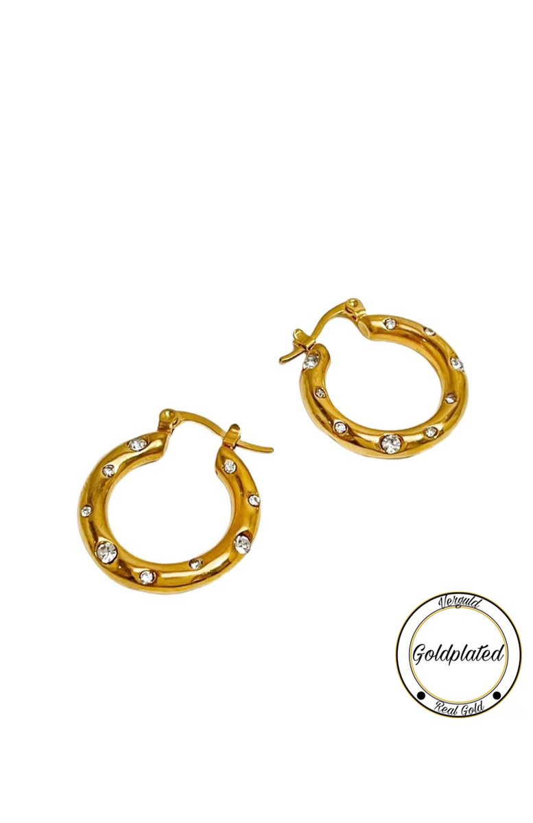 Soraro Hoepel Zirkonia Oorbel | Goldplated | Goudkleurig | Elegant | Soraro Dames Oorbel | Cadeau Voor Haar | Cadeau Voor Vriendin