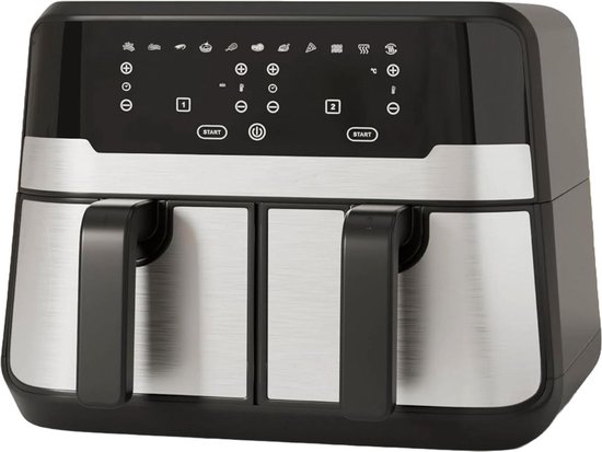 White-label Dubbele Airfryer 9L 2400W Zwart/Zilver - White-label® - €219,95