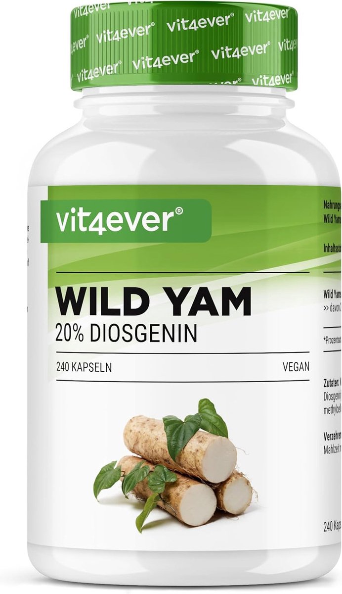 Goedkoopste Wild Yam Wortelextract - 240 capsules (4 maanden) - Premium Originele Mexican Wild Yamswortel - hoge dosering met 880 mg extract (waarvan 176 mg diosgenine) per dagelijkse dosis - laboratorium getest - Vit4ever