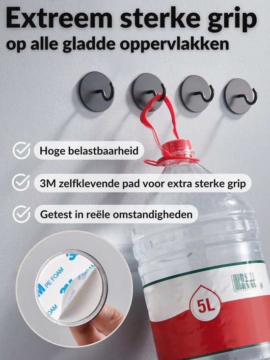thumbnail: Robuuste Zelfklevende Plafondhaak - Sterke Kleverige Haken Zonder Boren Voor Planten, Lampen En Decoraties