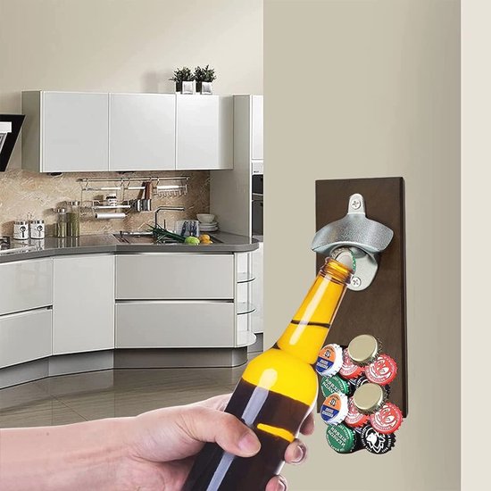 Ouvre-bouteille magnétique avec attrape-bouchon pour la maison et l'extérieur- Outils Durable et pratique pour les amateurs de bière