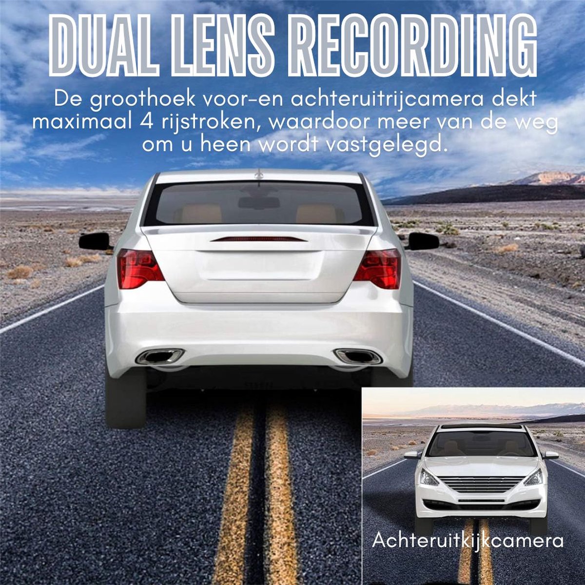 DD Dashcam voor Auto voor en Achter - Achter Draadloos - Full HD Gps - 4x9x6cm - Zwart – foto 5