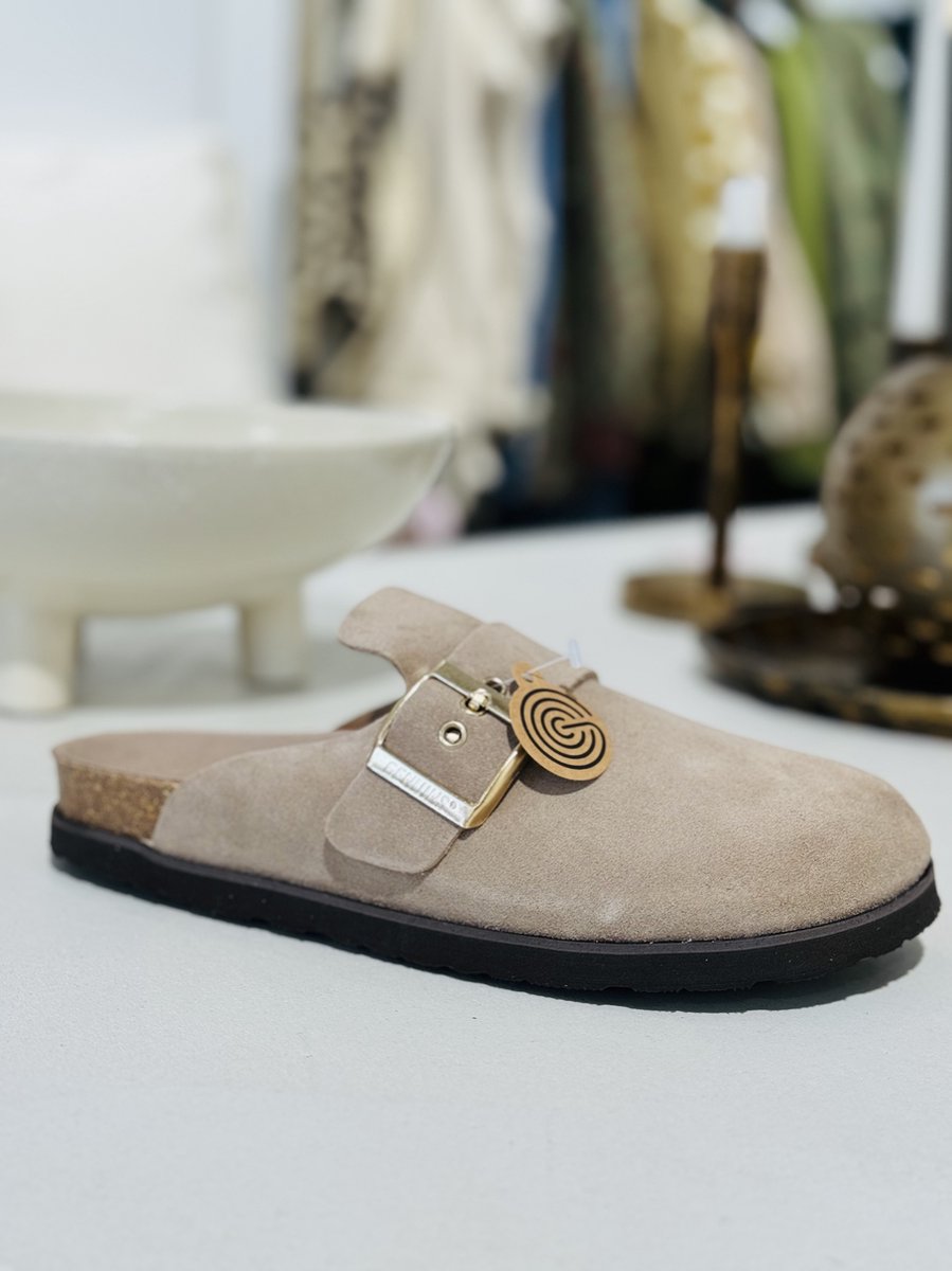 Genuins G104346 Izar Velour - Damesschoenen pantoffels - Zand