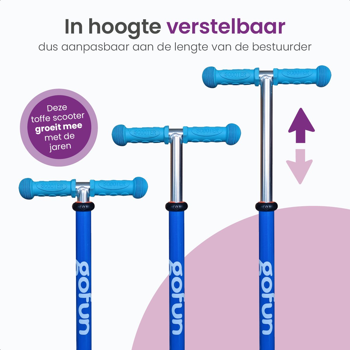 Gofun Kinderstep - Lichtgevende Wielen - Opvouwbaar - Step 3-8 jaar - Verstelbaar Stuur - Antislip - 85 x 58 x 23 cm - Blauw — afbeelding 3