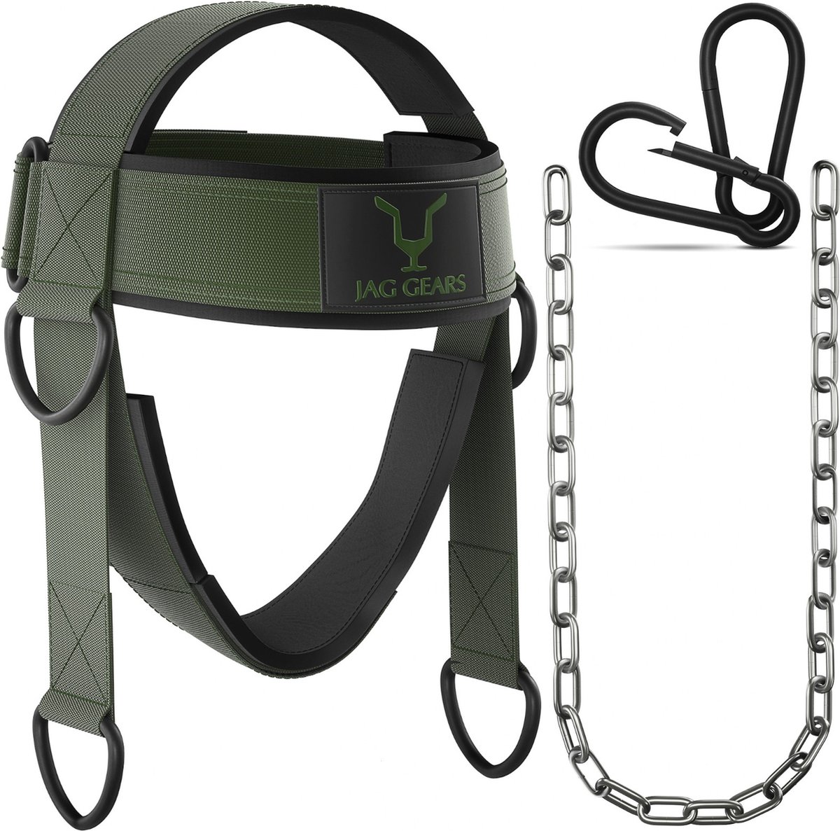 JAG GEARS Nektrainer Nektraining - Nektrainer 7 mm neopreen gevoerd met 110 cm lange verstelbare stalen ketting voor gym, racen, boksen, nektrainingsharnas om de spierkracht te verbeteren-groen