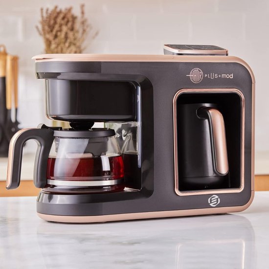 Qcwwy Turks Koffiezetapparaat, 1200 W Krachtig Ontwerp Turkse Koffiezetmachine Verstelbare Temperatuurregeling Kookpot Dubbel Compartiment voor Thuis of op Kantoor