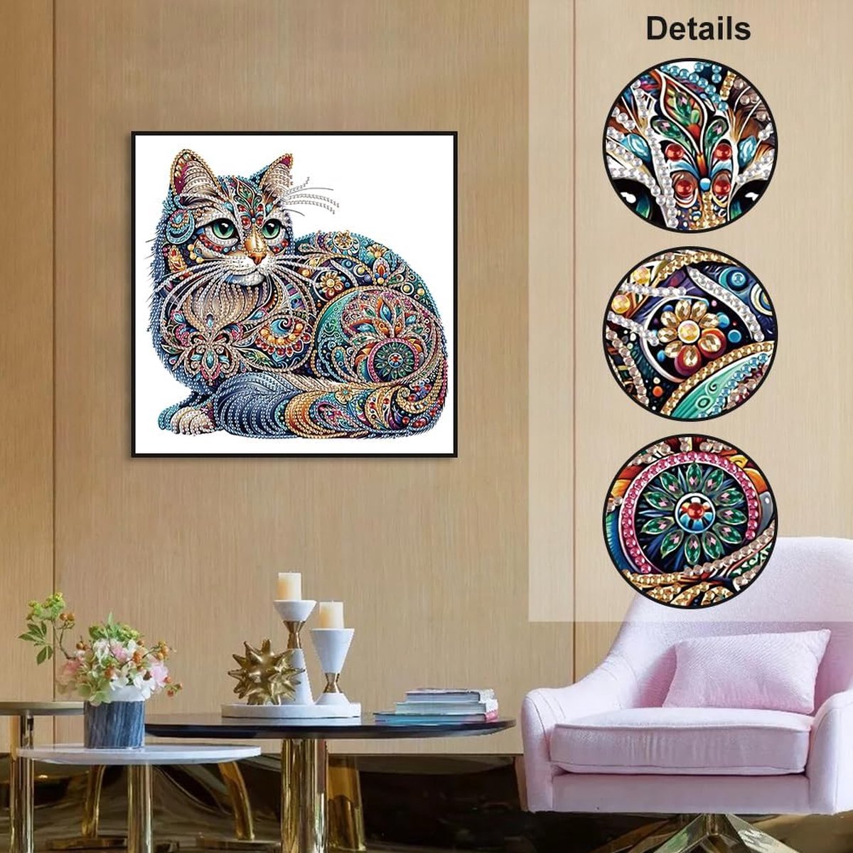 BOTC Diamond Painting Volwassenen - Diamond Painting Kinderen - Diamond Painting Pakket Volledig - 30x40CM - Kat — afbeelding 4