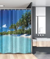 ASDCXZ Douchegordijn palmen strand 90 x 180 cm, zomer