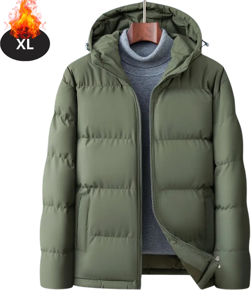 Bovista Winterjas Parka Heren Winter Jas Volwassen Stijlvol Legergroen XL Zwart