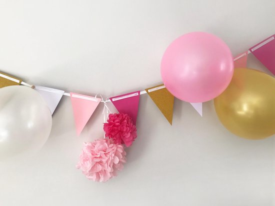 O-Kinee Pompons zijdepapier, 24 stuks, decoratie, doop, meisjes, roze