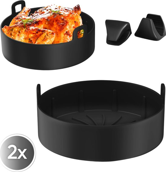 UNBOX Airfryer Siliconen Bakje - Airfryer Accesoires - Airfryer Bakpapier - Airfryer Mandje - Geschikt voor Philips Airfryer L - Princess - Tefal - Ninja - 19cm