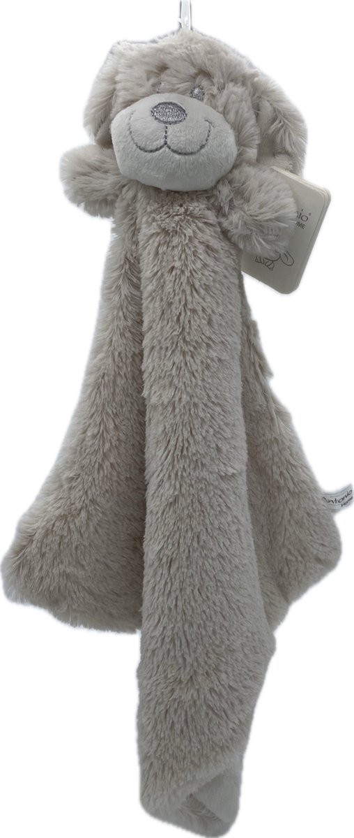 Knuffeldoekje baby en peuter – Kraamcadeau - Knuffeldoek met hond als dierenvriendje – Vierkant 30x30 cm - Beige - Knuffelzacht