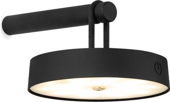 Home Sweet Home - Draadloze Oplaadbare LED wandlamp - Binnen & Buiten - Dimbaar - ø19 × 8.75 cm - Warmwit licht - 3000mAh - Zwart