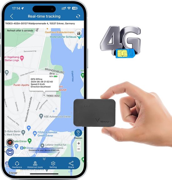TKMARS 4G mini GPS tracker – real-time tracking – abonnement vereist