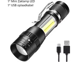 TLVX Felle Mini Zaklamp LED 1600 Lumen Oplaadbaar – 10W Sterke en Uitschuifbare Kleine Militaire Zaklamp – Zoomfunctie – Spat Waterdicht – Voor Kinderen en Volwassenen – Scouting – Bos – Camping – Vakantie – Survivallen – Veiligheid – Accu – Compact