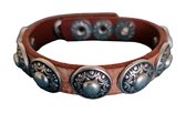 Waitz - Ibiza armband - Bruin - met studs - echt leer