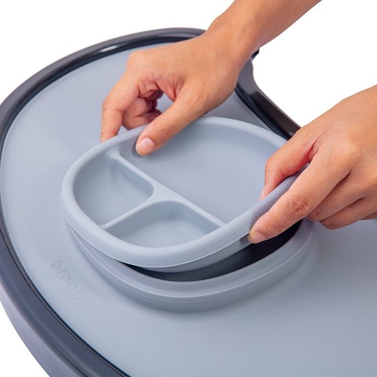 Bloom fresco kinderstoel placemat voor op tafel met kommetjes grijs