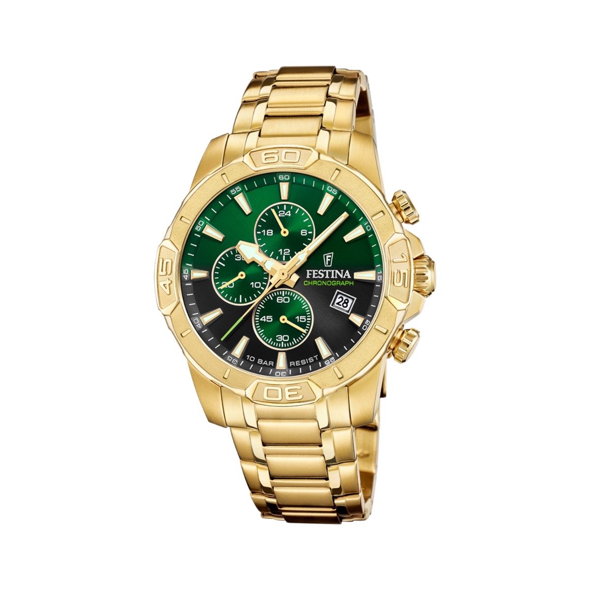 Festina F20705-6 Heren Horloge - Chronograaf - Mineraalglas - Roestvrijstaal-Leer - Quartz - Gesp - 10 ATM (zwemmen)
