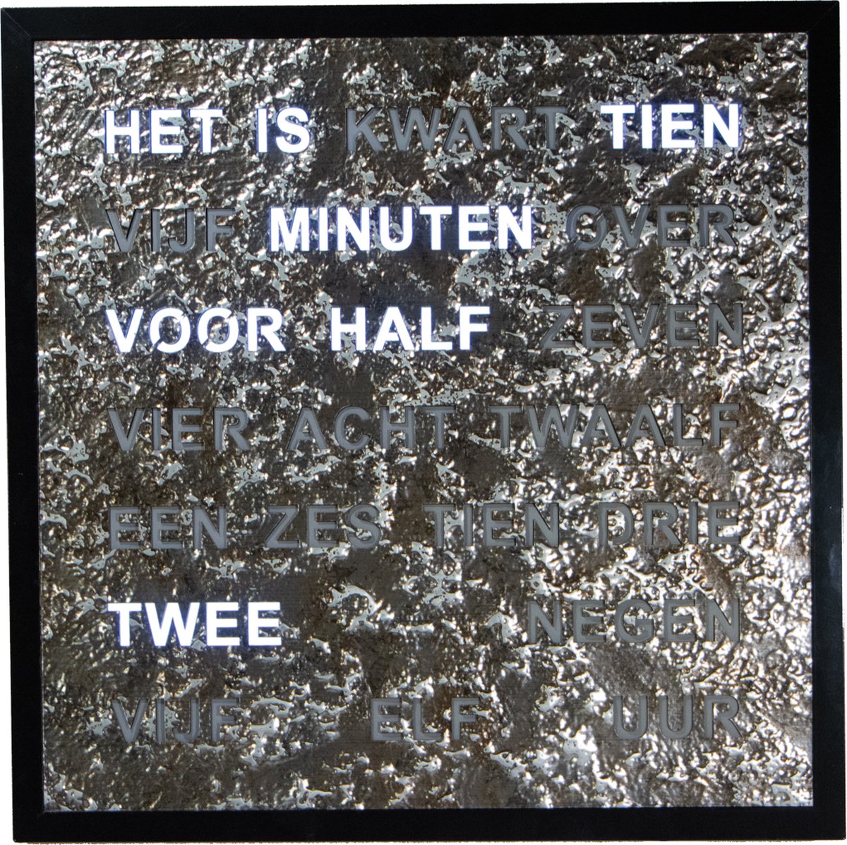Intertime | Woordklok | Wandklok | 40x40 | Grafiet| Nederlands