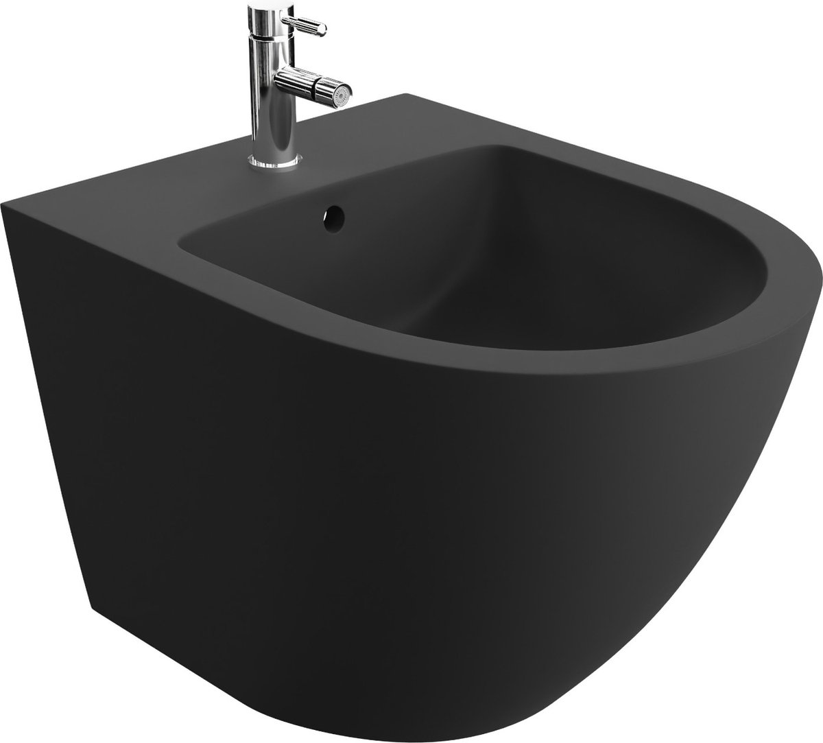 LAVITA® Bidet SINTO Wandbidet - 355x510x340 – Zwart Mat - Gatafstand: 18 - Hangbidet voor intieme douche - Moderne Toiletdouche - Billendouche met kraangat en met overloop