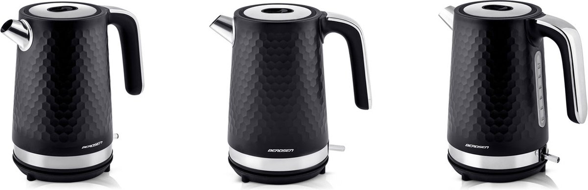 Berdsen BD-705 waterkoker 1,7l, zwart en zilver