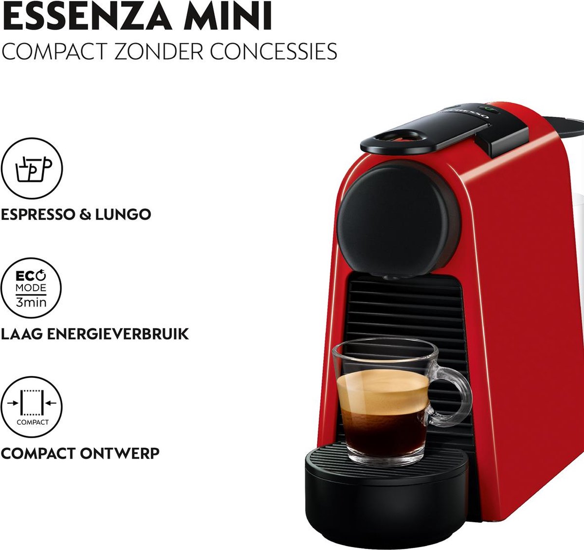 De'Longhi Nespresso Essenza Mini EN85.R - Koffiecupmachine - Rood thumbnail 5