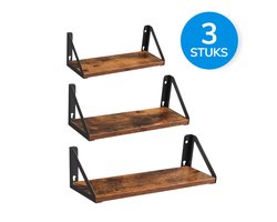 ACAZA Wandplank - Set van 3 - 30/35/40 x 12 x 11 cm - Wandrek - Boekenrek - Boekenplank - Wandplank Zwevend - Vintage Bruin ACAZA Wandplank - Set van 3 - 30/35/40 x 12 x 11 cm - Wandrek - Boekenrek - Boekenplank - Wandplank Zwevend - Vintage Bruin