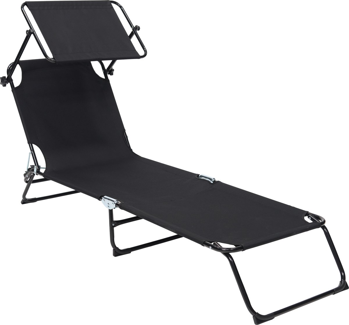 Bol.com Infinity Goods Ligbed Met Zonnescherm - Opvouwbaar - Zonnebed - Ligstoel - Verstelbaar - Verstelbaar - Tuin - Weerbesten... aanbieding