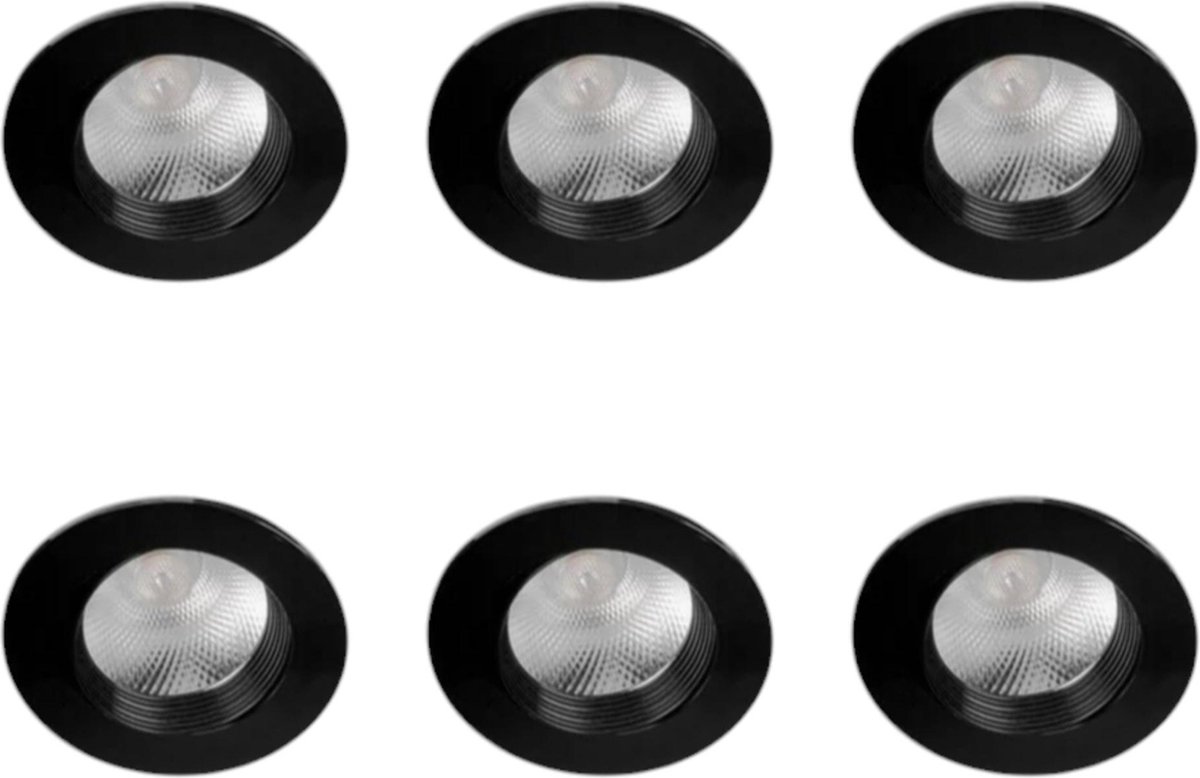 inbouwspots 6 STUKS, ORBIT - 6038 SERIES COB LED 7W 600lm 3000K CRI80+ 30° niet dimbaar zwart incl driver