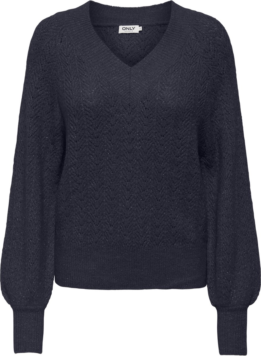 Only Lucilla Glitter V-neck Knitted Sweater Dames Blauw