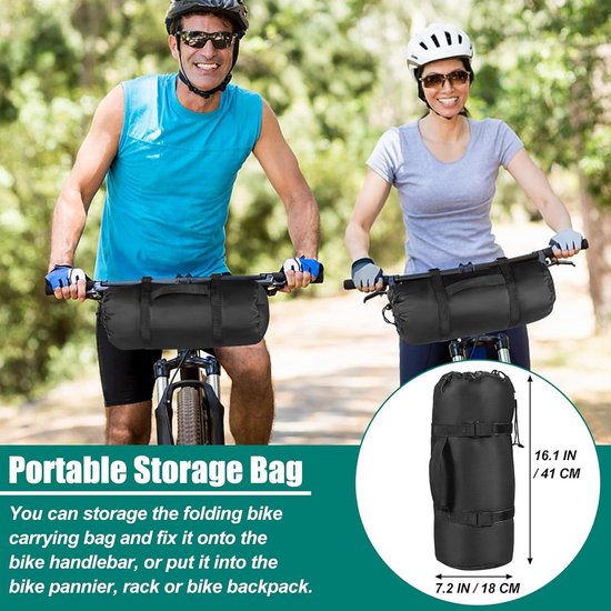 TranZbag ORIGINAL fietstas, transportbescherming voor 26 tot 29  wielen (opvouwbaar, minimale pakmaat, schouderriem, universeel gebruik, dubbele rits), zwart