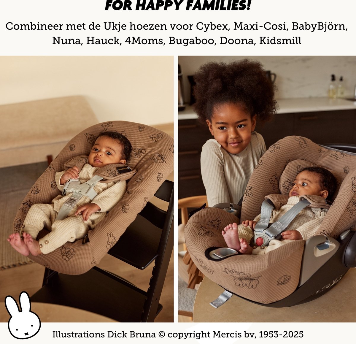 Stoelverkleiner TrippTrapp Ukje - Nijntje - Geschikt voor Stokke Tripp Trapp Kussenset - Kinderstoel Verkleiner Kussen - Perfecte Pasvorm - Oeko-Tex katoen - Taupe Nijntje wafelstof – foto 4