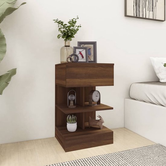 Table de chevet vidaXL - 40 x 35 x 65 cm - Table de chevet en Chêne brun - Table de chevet en bois - Meubilair en Chêne brun - Meubles de chambre - Espace de rangement