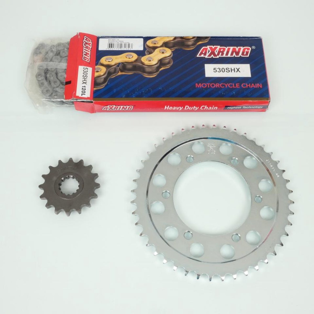 Kit chaîne Axring pour Moto Yamaha 1000 YZF R1 2009 à 2014 16X44 Pas 530 Alésage 110mm Neuf