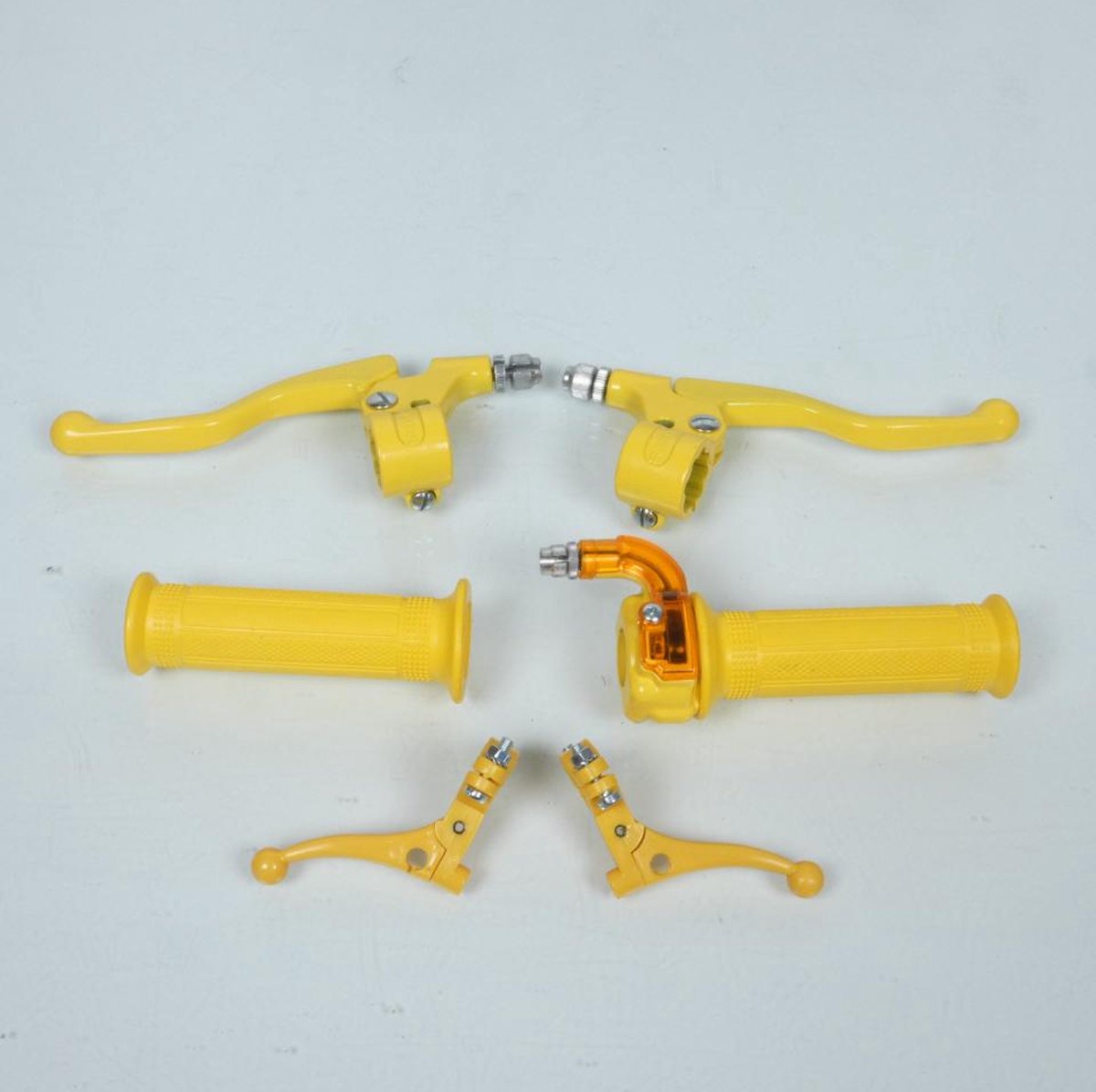 Kit poignée tirage rapide mini Targa jaune cocotte/levier Lusito pour mobylette