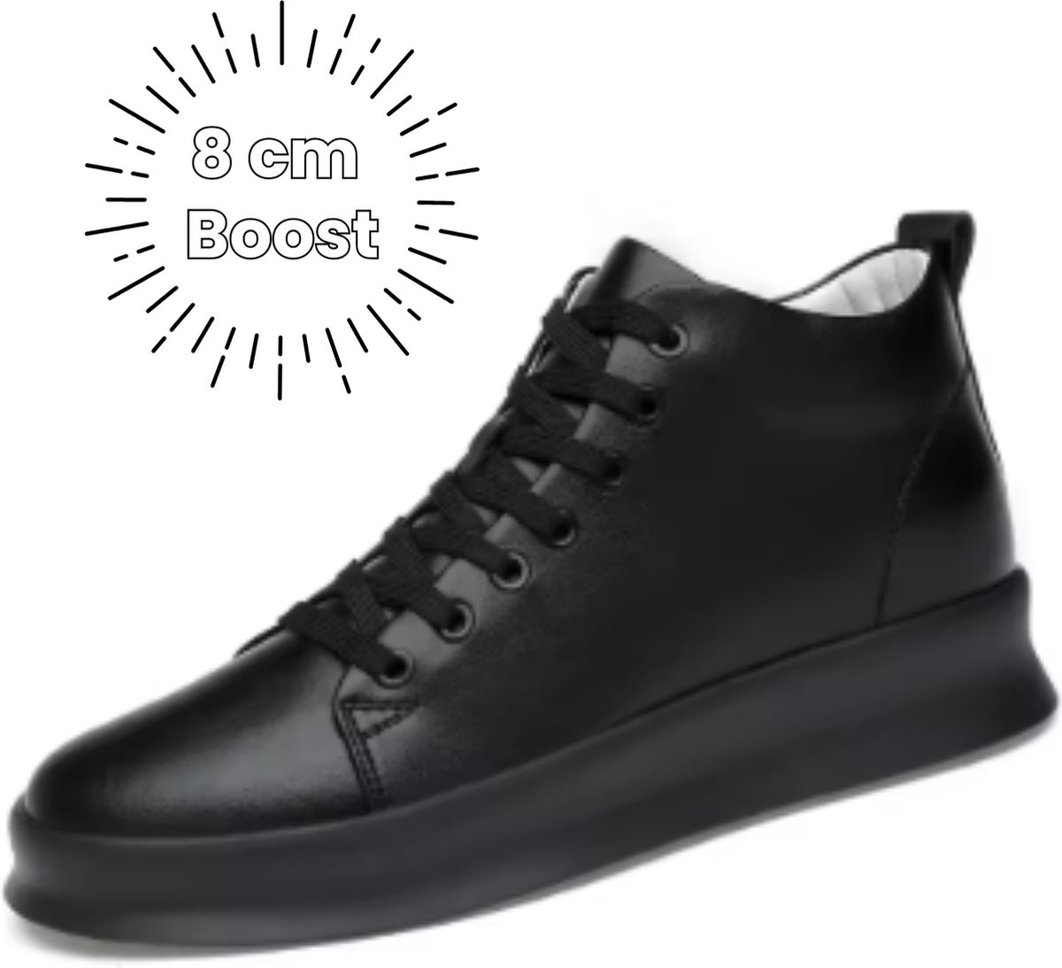 HeightBeast® Verhogende Casual Schoenen | onopvallend 8 cm langer | Liftschoenen | Langer worden | Hoge sneakers | Verhoogde zolen | Maat 44 | Zwart