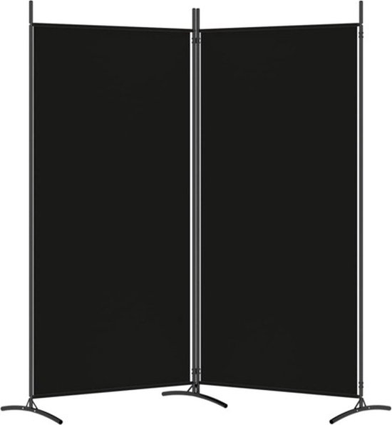 vidaXL Séparateur de pièce 2 panneaux 175x180 cm Noir Séparateur de pièce - Séparateur de pièce - Brise-vue - Décoration murale noire - Revêtement mural en Tissus - Séparateur de pièce multifonctionnel